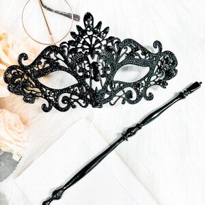 Intricate Black Lace Masquerade Mask